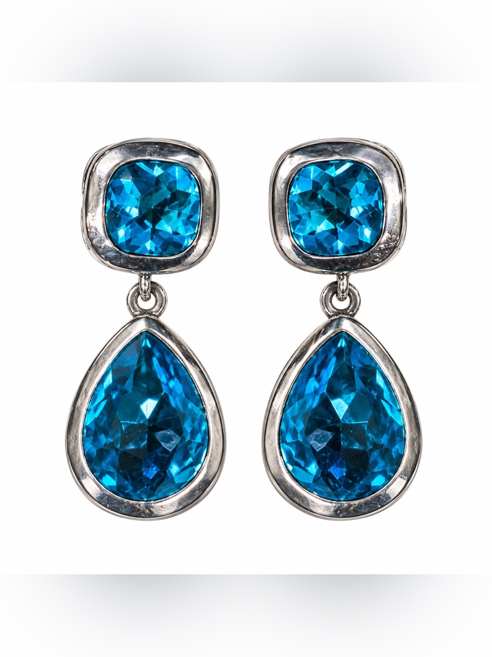 Betsey Johnson Blue Teardrop & Cushion Crystal Drop Earrings - Women Jewelry